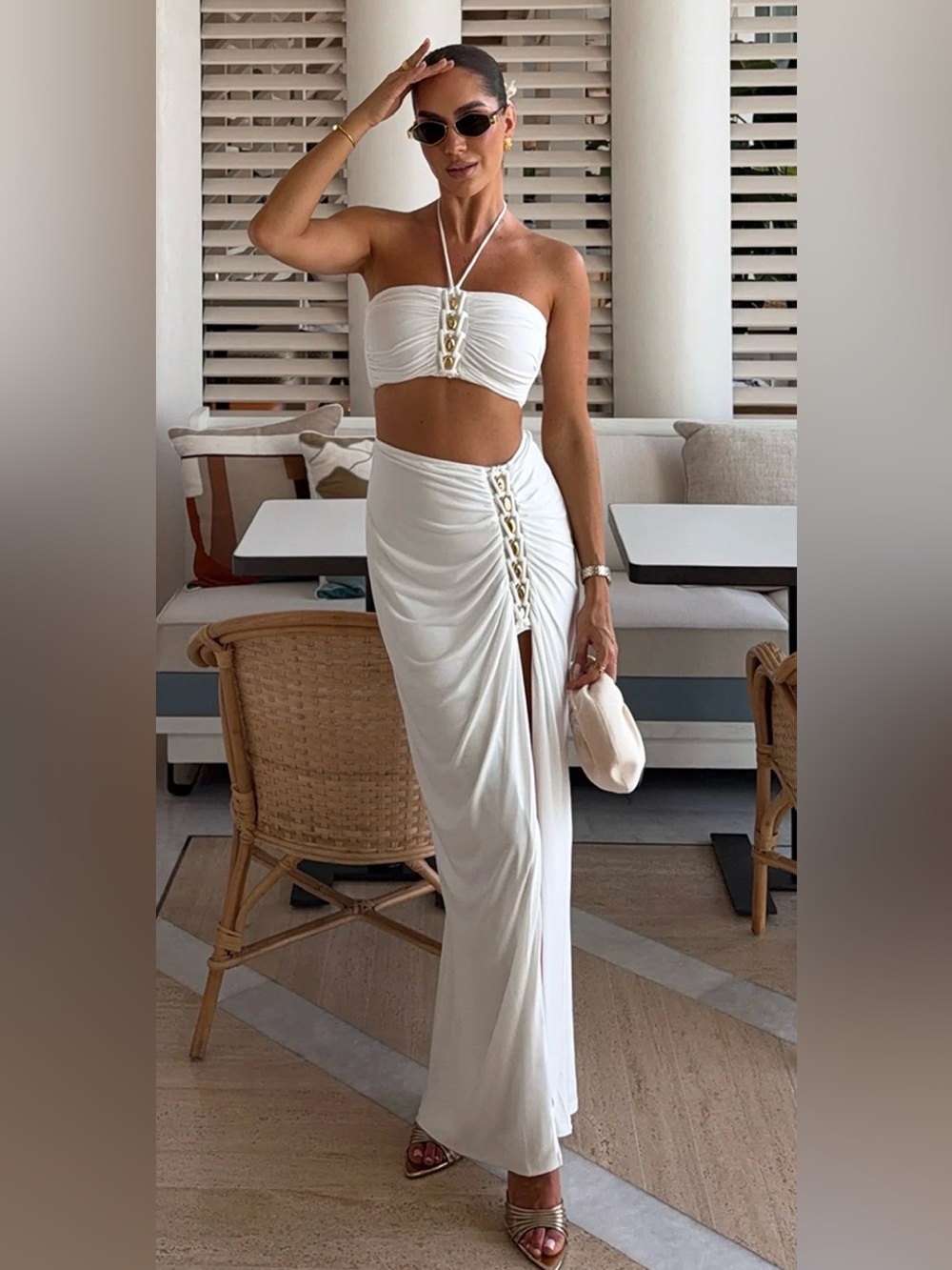 Club L London White Bachelorette Set (Top + Skirt) – Size 6 – Like New